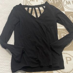Express Black Long Sleeve Top with Strappy Back